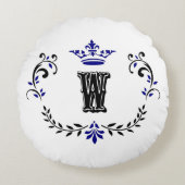 Kroon Wreath Monogram 'W' Rond Kussen (Voorkant)