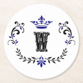 Kroon Wreath Monogram 'W' Ronde Kartonnen Onderzetter (Voorkant)