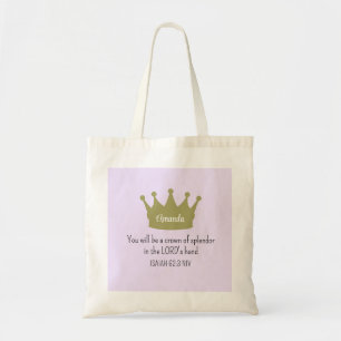 Kroonbijbelvers Christelijk geloofslicht Paarse Tote Bag