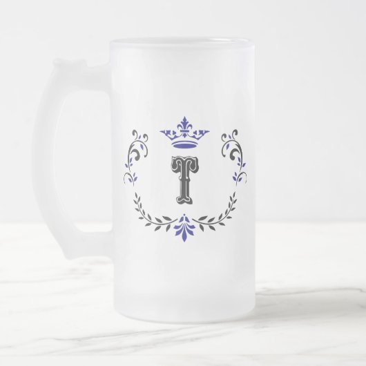 kroonboulevonmonogram "T" Matglas Bierpul (Links)