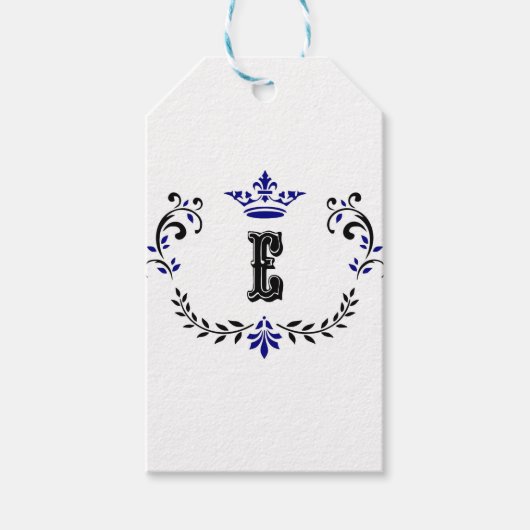 kroonboulevormmonogram "E" Cadeaulabel (Voorkant)