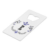 kroonboulevormmonogram "E" Kredietkaart Flessenopener (Achterkant Gekanteld)