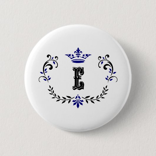 kroonboulevormmonogram "E" Ronde Button 5,7 Cm (Voorkant)