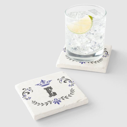 kroonboulevormmonogram "E" Stenen Onderzetter (Zijkant)