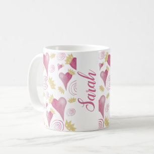 Kroonhart roze Waterverf monogram Koffiemok