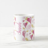 Kroonhart roze Waterverf monogram Koffiemok (Center)