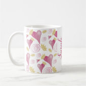 Kroonhart roze Waterverf monogram Koffiemok (Links)