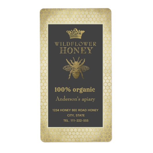  kroonkoningin bijenkoningin honingpot etiket (Voorkant)