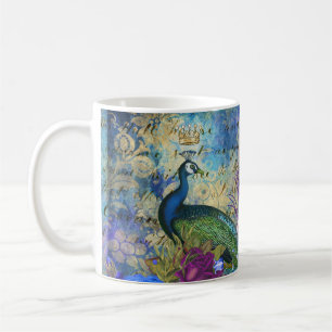 Kroonkool Blauw en Paarse Floral Koffiemok