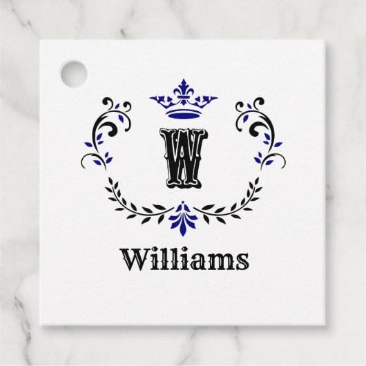 Kroonkrans Monogram 'W' Bedankjes Labels (Voorkant)