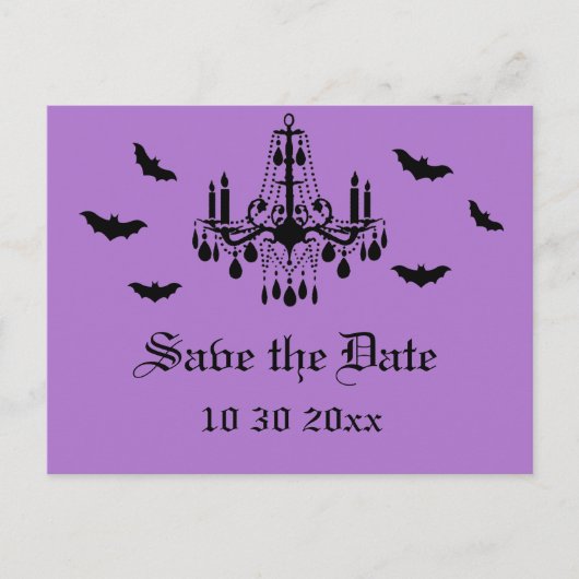 Kroonluchter en Damask Save the Date Briefkaart (Voorkant)