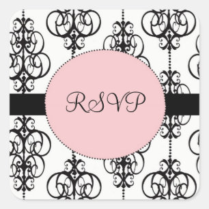 Kroonluchter Roze Vierkante RSVP Bruiloft Envelop Sticker