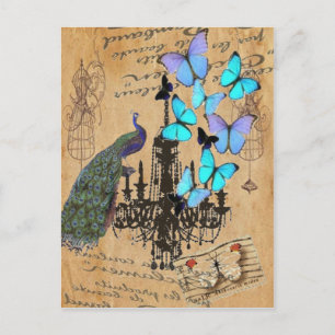 kroonlui moderne pauw blauwe vlinder briefkaart