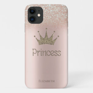 Kroonprinses, roze gouden glitter bokeh iPhone 11 hoesje