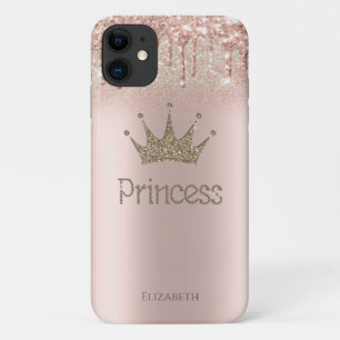 Kroonprinses Roze Gouden Glitter Druppels Bokeh iPhone 11 Hoesje