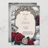 Kroonschedel en Rozen Lijst Gotische bruiloft Kaart (Voorkant / Achterkant)