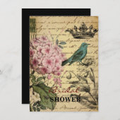 kroonschrift hydrangea vogel botanisch kaart (Voorkant / Achterkant)