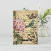 kroonschrift hydrangea vogel botanisch kaart (Staand voorkant)