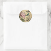 kroonschrift hydrangea vogel botanisch ronde sticker (Tas)