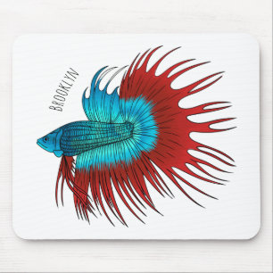 Kroontail betta vis cartoon illustratie muismat