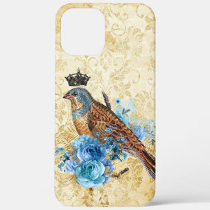  kroonvogel Blauwe Floral iPhone 12 Pro Max Hoesje