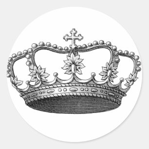  Kroonzwart en wit Ronde Sticker