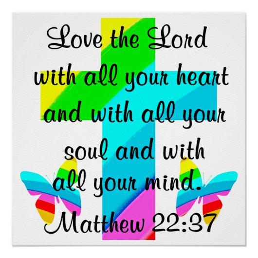 KROSS- EN BUTTERFLY-MATTHEW 22:37-ONTWERP PERFECT POSTER (Voorkant)