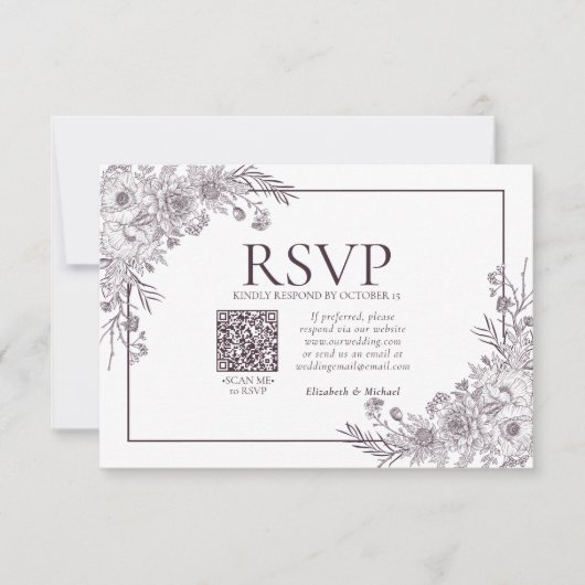 krottenwijk Paarse platte lijn Art QR-code RSVP (Voorkant)