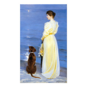 Kroyer - De vrouw van de kunstenaar en hond aan de Foto Afdruk