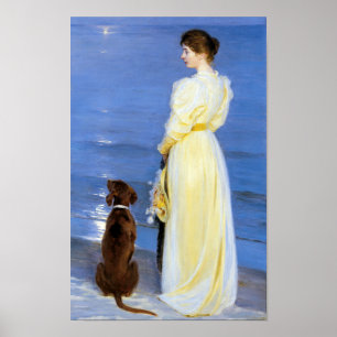 Kroyer - De vrouw van de kunstenaar en hond aan de Poster