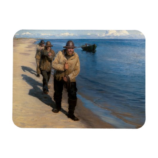 Kroyer - Drie vissers die een boot trekken Magneet (Horizontaal)