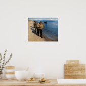 Kroyer - Drie vissers die een boot trekken Poster (Keuken)