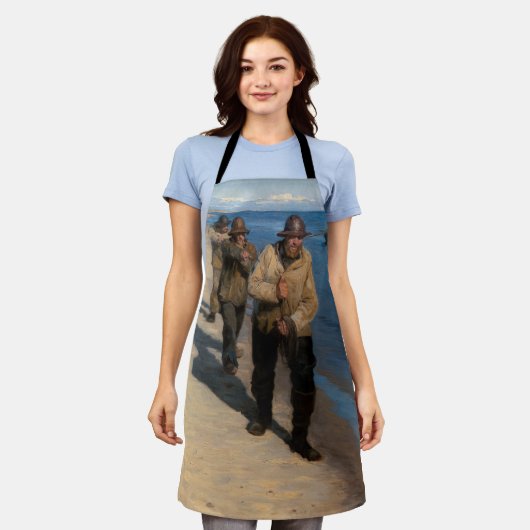 Kroyer - Drie vissers die een boot trekken Schort (Gedragen)