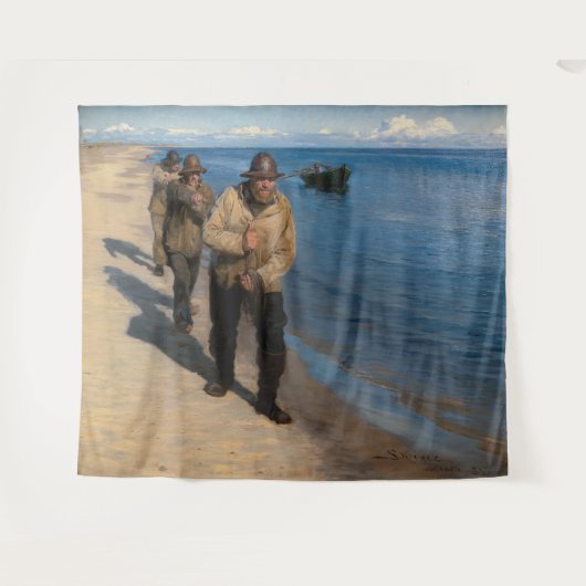 Kroyer - Drie vissers die een boot trekken Wandkleed (Voorkant (horizontaal))