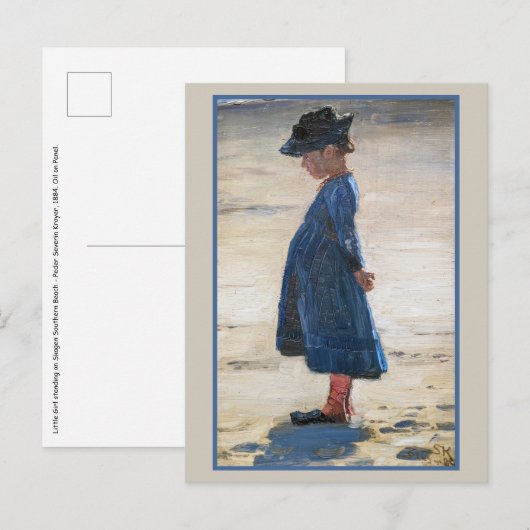 Kroyer - Klein meisje staand op het strand van Ska Briefkaart (Voorkant / Achterkant)