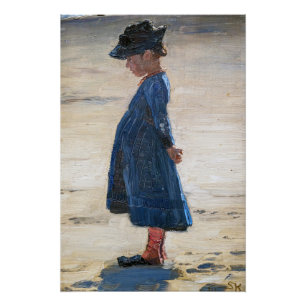 Kroyer - Little Girl op Skagen Beach Perfect Poster