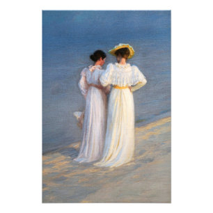 Kroyer - Summer Evening on Skagen Beach Closeup Foto Afdruk