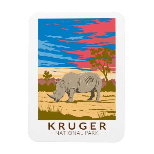 Kruger Nationaal Park Witte neushoorn Reiskunst Magneet (Verticaal)
