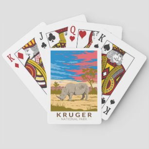 Kruger Nationaal Park Witte neushoorn Reiskunst Pokerkaarten