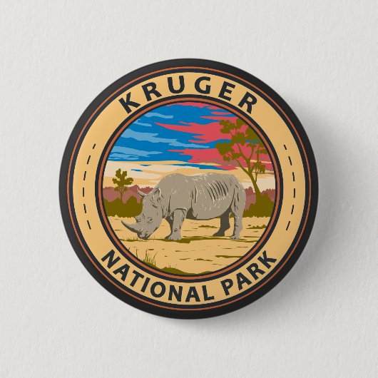 Kruger Nationaal Park Witte neushoorn Reiskunst Ronde Button 5,7 Cm (Voorkant)