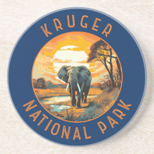 Kruger Nationaal Park Zuid-Afrika Olifant Retro Zandsteen Onderzetter