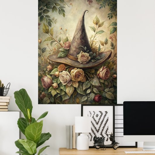Kruid en bloemen betovering - Boho Witch Pet Wall  Poster (Thuiskantoor)