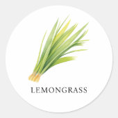 Kruid Lemongrass Waterverf Ronde Sticker (Voorkant)