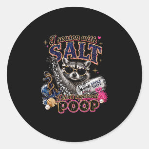 Kruid met zout grappige zoute wasbeer kust strand ronde sticker