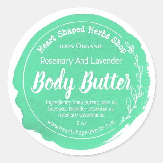 Kruiden Body Butter Label Handgemaakt (Voorkant)