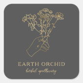Kruiden en flora Apothecary Gold Vierkante Sticker (Voorkant)