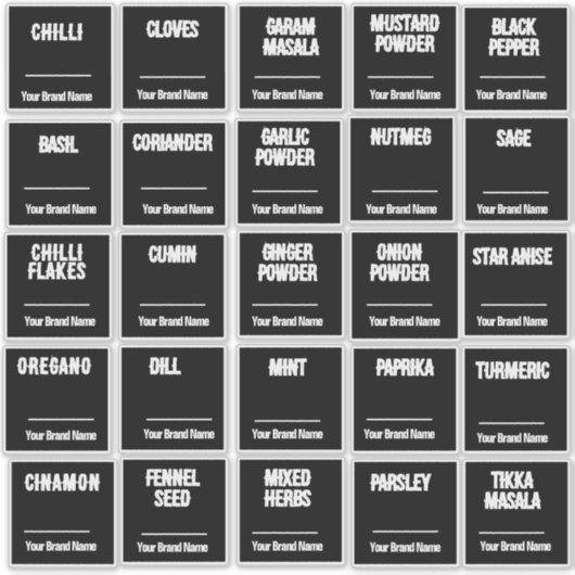 Kruiden en specerijen label |Glasbewaringsetiket (Voorkant)