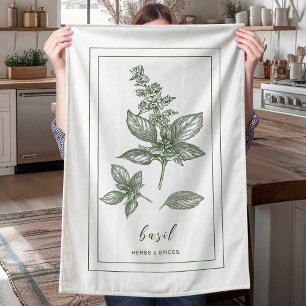 Kruiden en specerijen Plant Basil Groene Keukenhan Theedoek