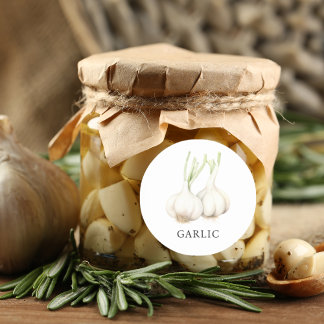 Kruiden Knoflook Waterverf Ronde Sticker