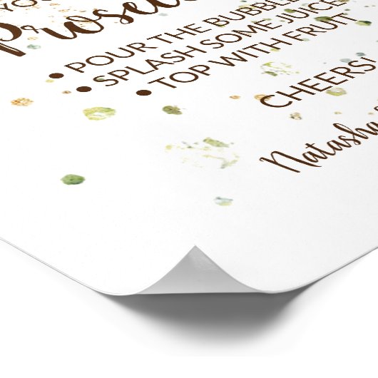 Kruiden Pimp your Prosecco Bruiloftsborrel Bord Poster (Hoek)